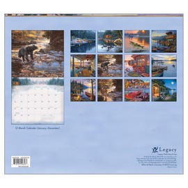 Legacy Publishing Group 2026 Wall Calendar 12-Month Schedule Organizer 12 x 13 Inch Paper With Brass Grommet Cabin View