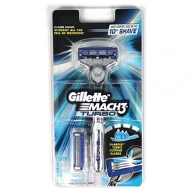 Gillette Mach 3 Turbo Razor with 2 Blades (GPBMRSVC) Gift for Son / 면도날2P GPBMRSVC 포함 질레트 마하3터보 면도기 아들선물