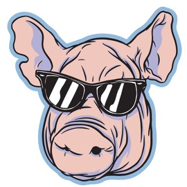 VulgrCo Pig Head Sunglasses Pork Animal Funny Sticker Vinyl Waterproof UV Resistant Decal for Phones Laptops Water Bottles Tumblers Boats Cars Trucks Windows Kayak 3" inch Bumper Stickers