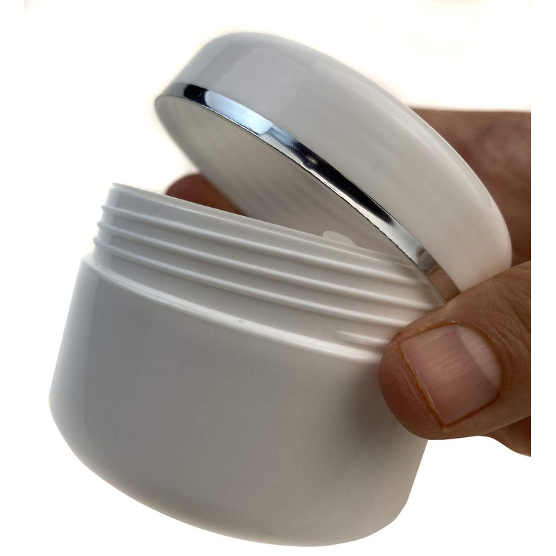 Bamboopack 3 x 250ml White Plastic Cosmetic Containers with Silver