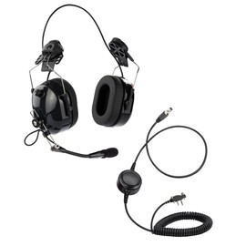 Arrowmax ASH1042-BK-I2 Dual Muff PNR Hard Hat Headset with PTT and Noise Cancelling MIC Compatible with ICOM IC-F1000 IC-F2000 IC-F3000 IC-F4000 IC-F11 IC-V8