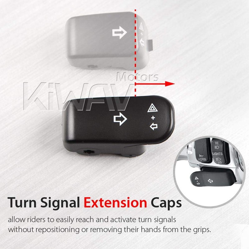 KiWAV ターンシグナル スイッチ エクステンション キャップ 黒 ウインカー スイッチ ハーレーダビッドソン OEM#71500179に適合する