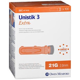 Owen Mumford Unistik 3 Safety Lancets (21G), 100 Count