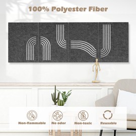 DOLLAR BOSS Wall Art Acoustic Panels 4 Pcs 16" X 12" Soundproof Panels for Wall Fretwork Decorative Sound Absorbing Panel for Recording Studio Office Home, Grey