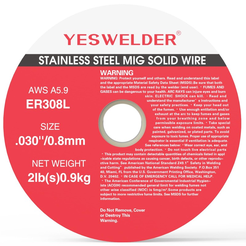 YESWELDER Stainless Steel MIG Solid Wire ER308L .030-Diameter, 2-Pound Strong