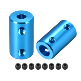 sourcing map 2 Pieces 5 mm to 8 mm Bore Rigid Coupling Screw L25XD14 Aluminium Alloy Shaft Coupling Connector Engine Accessories Blue