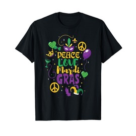 Peace Love Mardi Gras Retro New Orleans Frestival T-Shirt