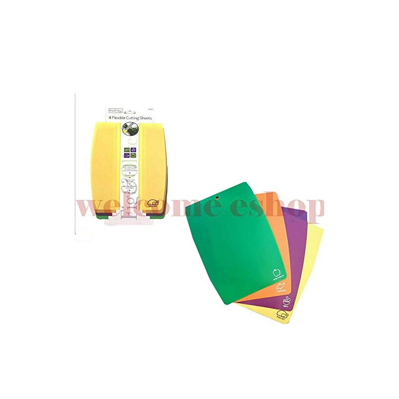 Set of 4 Flexible Chopping Boards Flexi Cutting Sheet Mats
