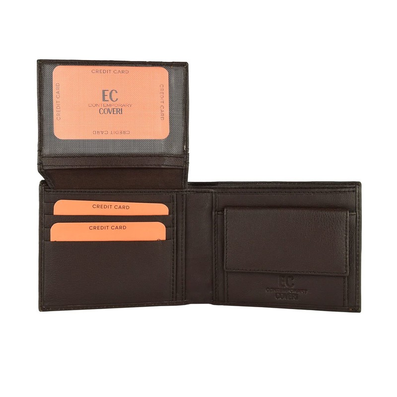 EC COVERI Men's Genuine Leather Wallet with Wallet and Box,