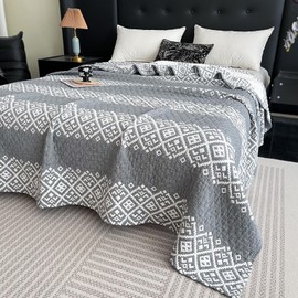 YTYC 90x98 Inches 100 Pecent Cotton Blanket for Bed Sofa Super Soft Breathable Lightweight Throw Blanket for All-Season (Dark Grey,1piece)