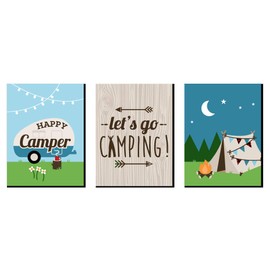Big Dot of Happiness Happy Camper - Nursery Wall Art, Kids Room Decor and Camping Home Decorations - Gift Ideas - 7.5” x 10” - Set of 3 Prints
