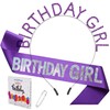 JunyRuny Purple Birthday Girl Sash & Tiara, Birthday Sash and