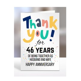 46 years wedding anniversary card for husband, wife, couple, couples, happy anniversary, married, thank you, men, women, presents for christmas, A5-87_47