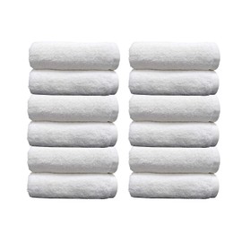 A & B TRADERS Pack of 12 Face Cloths Washcloths Extra Absorbent Cotton Luxury Plain Flannels 500 GSM 30 x 30 cm Gym Spa Sports White