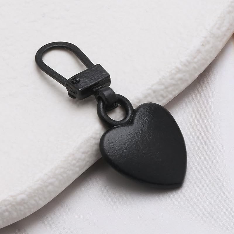 5Pcs Heart Shaped Zipper Pull Replacement Metal Backpack Zippers Mend
