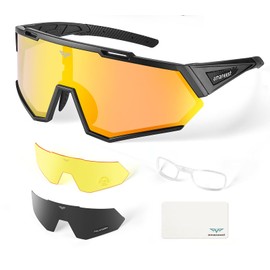 AMANEEST Safety Sunglasses for Men and Women,for Running Cycling Construction UV Protection(Jacinth Lens&Night Lens,Gray Polarized Lens)