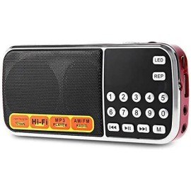 PLUS AM FM Portable Pocket Radio Music Player Support Micro SD/TF Card USB Slot  - Black
