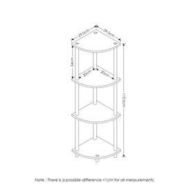Furinno Turn-N-Tube 4-Tier Corner Display Rack Multipurpose Shelving Unit, Dark Brown Grain/Black