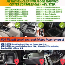 TACORBO Center Console Organizer Tray for 2007-14 GMC Sierra 2500 3500 Accessories Yukon XL Silverado 2500 3500 Suburban 1500 Tahoe /07-13 GMC Sierra 1500 Chevy Silverado Suburban 2500 Avalanche Blue