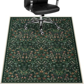 Anidaroel Floral Office Chair Mat for Hardwood & Tile Floor, 48"x60" Desk Chair Mat for Home Office, Under Desk Rug for Rolling Chair, Non Slip Computer Chair Mats, Low-Pile Carpet Protector Rug