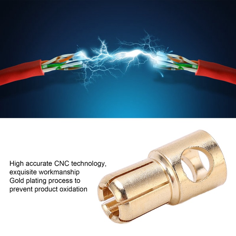 10 Pcs 6mm Banana Plug Gold Plated Male Connector Adapter