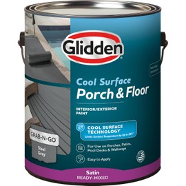 Glidden Porch and Floor with Cool Surface Technology Satin Interior/Exterior Paint, Steel Gray, 1 Gallon