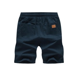 Jmierr Men's Summer Chino Shorts, Cotton, Elastic Waist, with Pockets, E Blue