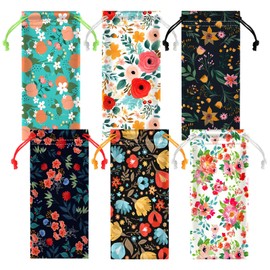 Shinylin 24 Pcs Sunglass Pouch Drawstring Microfiber Pouch Multicolor Soft Sunglasses Case Sunglasses Bag Eyeglass(Vivid Colors,Flower)