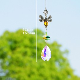 Dinghaole Crystal Suncatchers,Crystal Colorful Bee Rhinestones Suncatcher,Rainbow Maker Crystal Suncatchers,Crystal Prism Sun Catcher for Window,for Home,Chandeliers,Garden,Christmas Tree Decoration