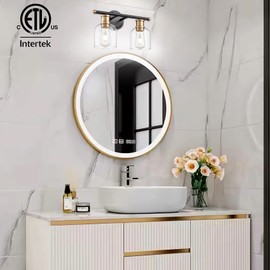 maglaw Modern Wall Sconce Lights 2 Lights Matte Black Bathroom Lighting with Clear Glass Shades Antique Brass Vintage Vanity Light Fixtures