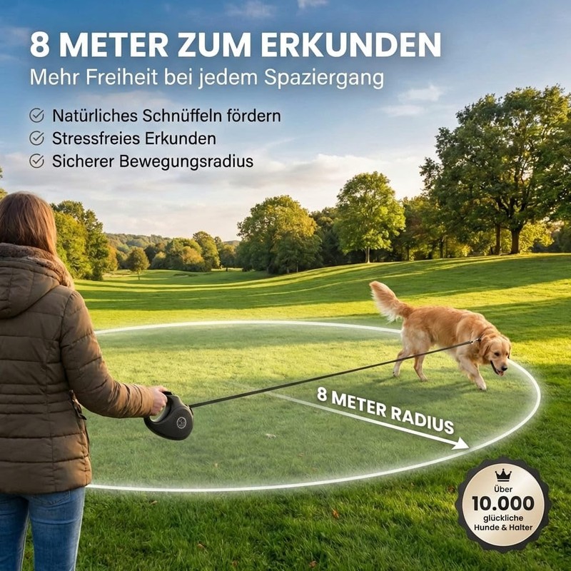HUND IST KÖNIG Retractable Dog Lead 8 m for Small