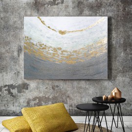 Empire Art Direct Abstract Wall Art Textured Hand Painted Canvas by Martin Edwards, Unframed, 40" x 30", Golden Tundra