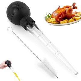 2 Pcs Turkey Baster, Turkey Baster Large, Baster for Cooking, Turkey Oil Dropper with Brush, Cooking Turkey Injector Long Turkey Baster for Oiling and Marinating Turkey Beef Pork