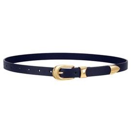 WERFORU Women leather belt Waist Thin Belt for Women Leather Fashion Waist Belt with Gold Buckle