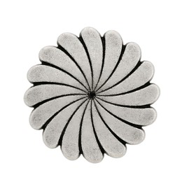Bezelry 10 Pieces Rotating Flower Metal Shank Buttons. 25mm (1 inch) (Antique Silver)