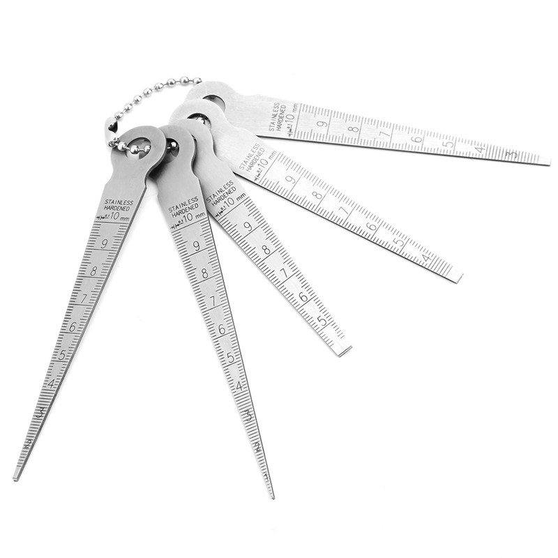 1 Set Stainless Steel Welding Taper Feeler Gauge Rulers Hole
