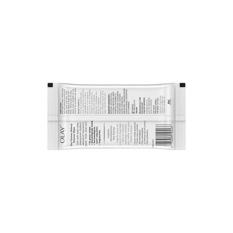 Olay Makeup Remover Wet Cloths, Fragrance Free, 25 Count (Packaging