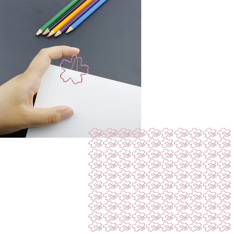 100pcs Sakura Shape Paper Clips Increased Slip Resistance Plating Process