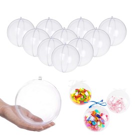 UNIQLED 3.94"/100mm Clear Plastic Fillable Christmas DIY Craft Ball Ornament-Pack of 10