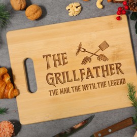 Gifts for Dad, Best Dad Birthday Gift - The Grillfather Bamboo Cutting Board Gift for Dad Fatner Papa, Cool Fathers Day Christmas Gift for Dad