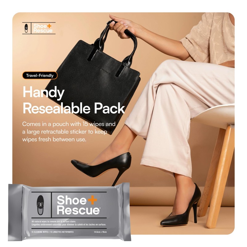 ShoeRescue All-Natural Cleaning Wipes. Remove Dirt & Surface Stains from