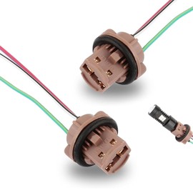 Bawkars 2 PCS 7443 Brake Light Bulb Sockets, Waterproof Insulated Plastic Female Adapter, Plug and Play Wiring Harness Pigtail Connector, Suitable for Most Car Models (Multicolored)