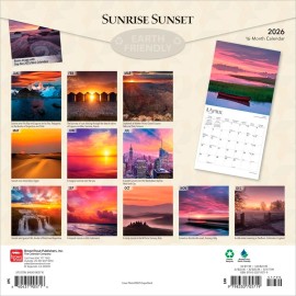 BrownTrout Sunrise Sunset | 2026 12x24" (Hanging) Square Wall Calendar | Plastic-Free