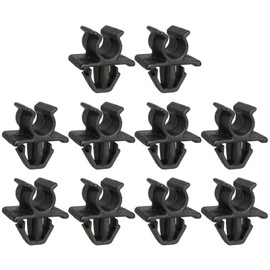 WATERBELINE 10 Piece Bonnet Support Rods Clip Clamp D40 ABS Plastic 40 mm M6 Black (Glossy) D-Shape Attachable for Automotive Repair, Body Repair