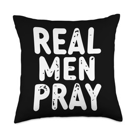 Real Men Pray Christian Faith & Hope Designs Real Men Pray-Christian Religion Faith Hope Love-Spackle Throw Pillow, 18x18, Multicolor