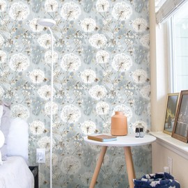 Nukofal Floral Wallpaper Peel and Stick Dandelion Wallpaper Floral Contact Paper 16.9"x196.8" Vintage Flower Contact Paper Boho Self Adhesive Removable for Bedroom Cabinets Decorative Wall Vinyl