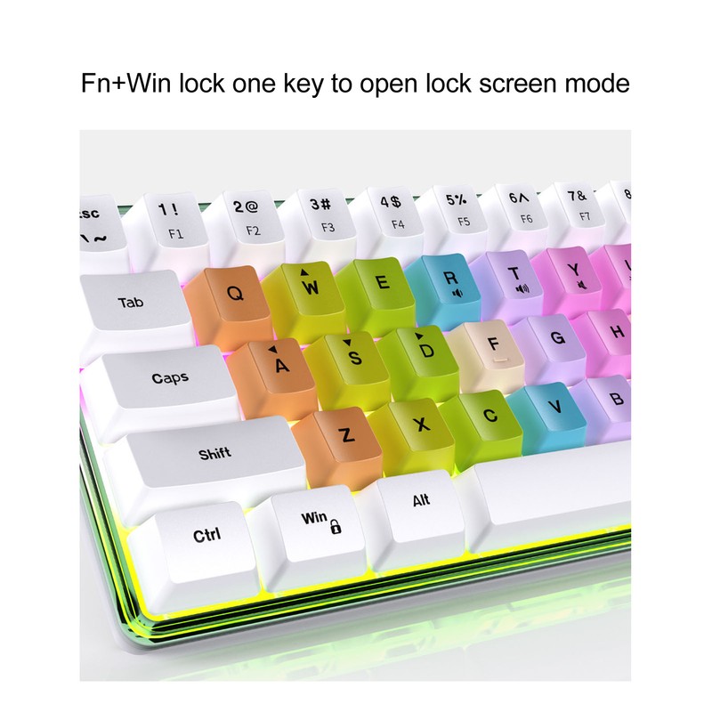 61 Keys Mechanical Keyboard RGB Backlight Colorful Keycaps Mini Wired