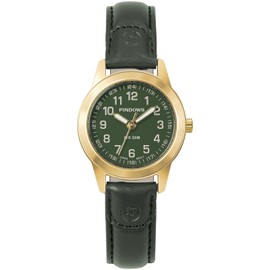 PINDOWS Women's Watch, Elegant Analog Quartz Design with Leather Strap, Waterproof Fashion Dress Watch with Luminous Dial for Easy Read, 649N2: Green Gold, Classic Business Dress Watch