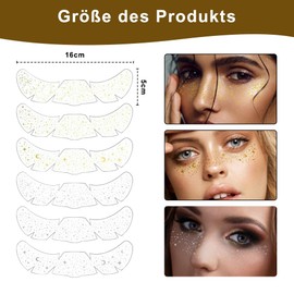 Pack of 6 Glitter Freckles Tattoos, Glitter Freckles, Golden Freckles Tattoo Foil, Waterproof Freckle Temporary Tattoos for Carnival, Weddings, Beaches, Festivals - Perfect Fit for Face