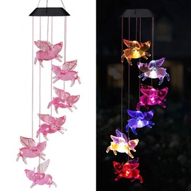 xxschy Solar Flying Pigs Wind Chimes Outdoor - Waterproof Solar Powered LED Changing Light Color Fly Pigs Mobile Romantic Wind-Bell for Home,Balcony,Party,Festival,Night Garden Decoration(Blackboard)